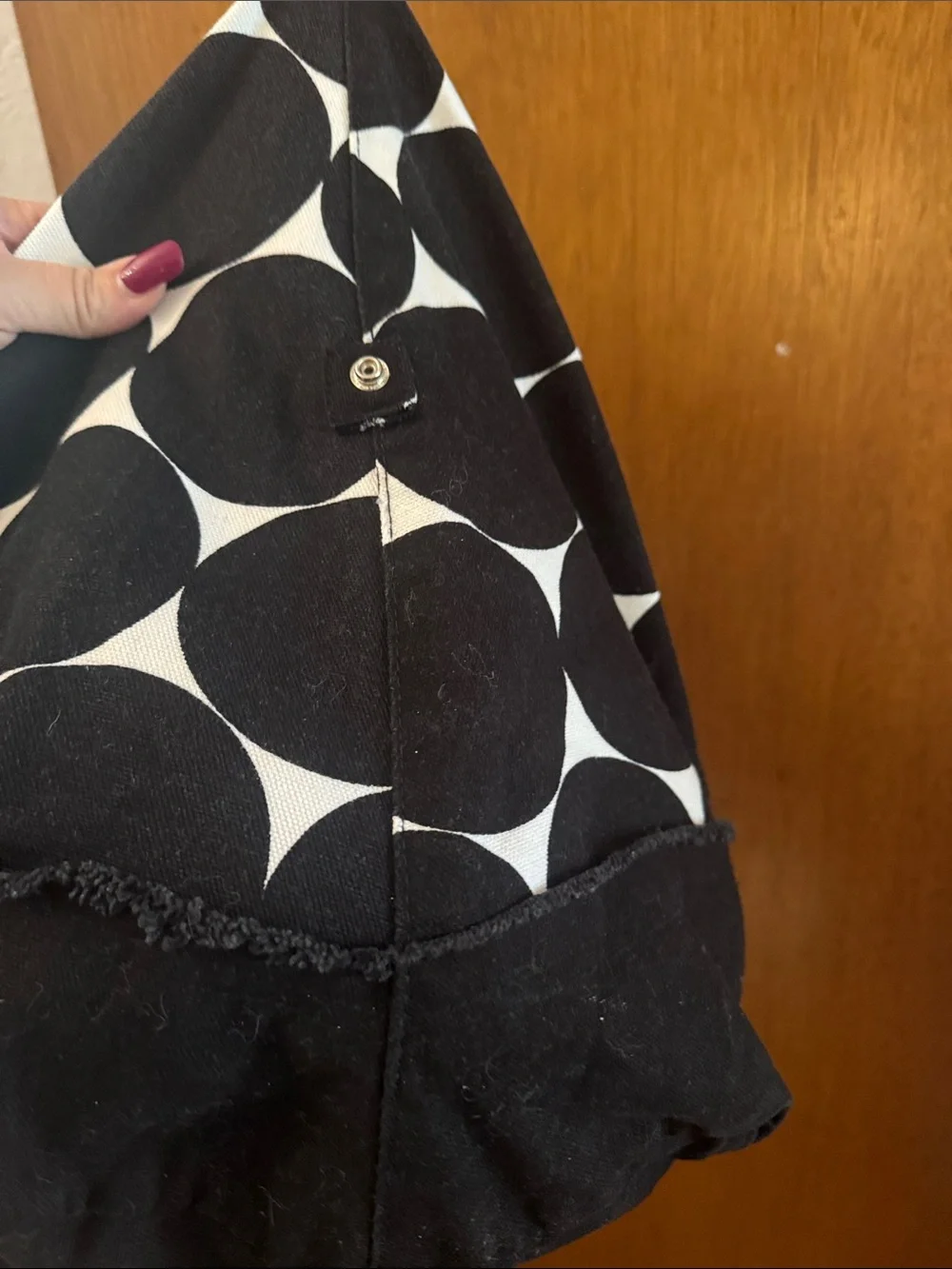 thirty-one Black and White Polka Dot Canvas Tote Shoulder Bag
